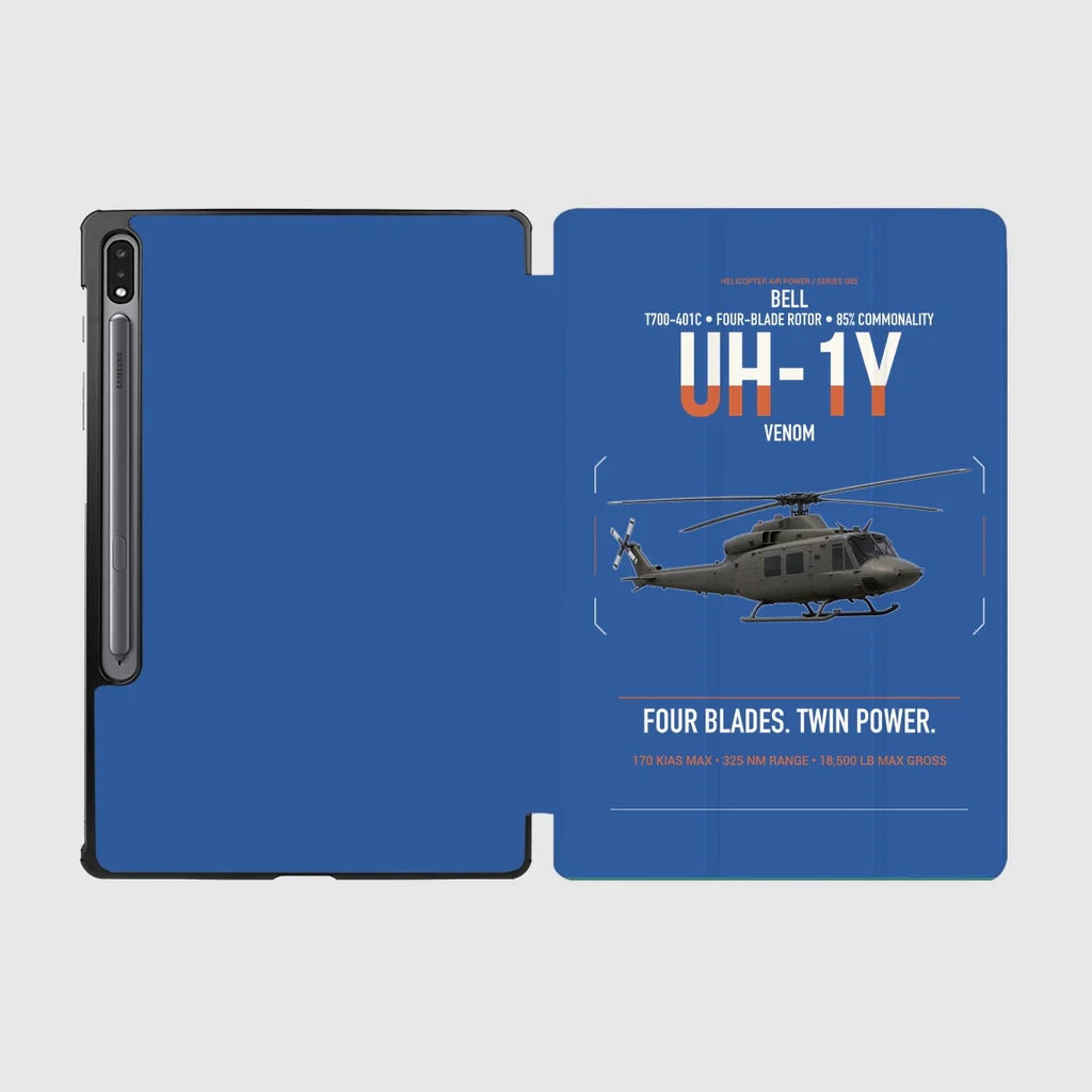 Bell UH-1Y Venom design on blue samsung tablet tablet case