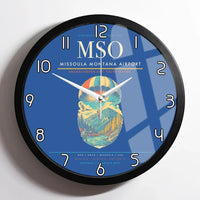 Thumbnail for Missoula Montana Airport (MSO) design on blue framed wall clock