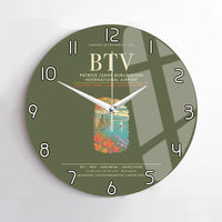 Thumbnail for Patrick Leahy Burlington International Airport BTV Wall-Clock No-Frame - Green Army