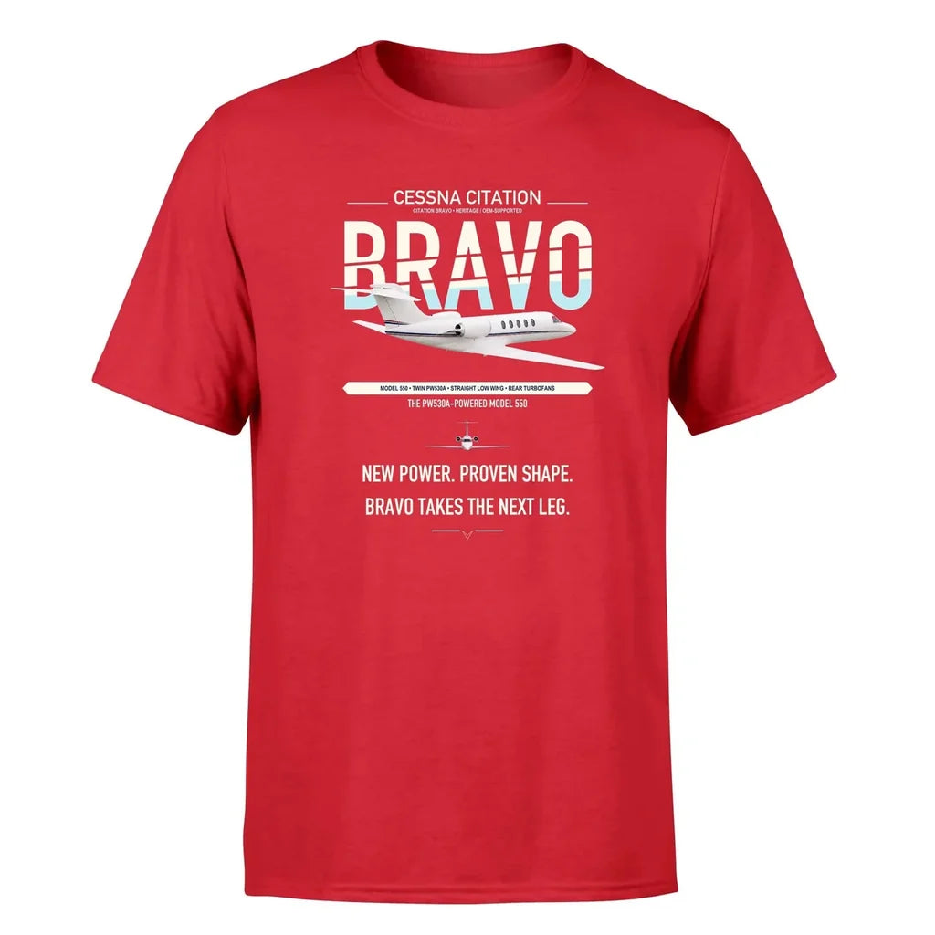 Cessna Citation Bravo design on red double-side t-shirt, single-side print
