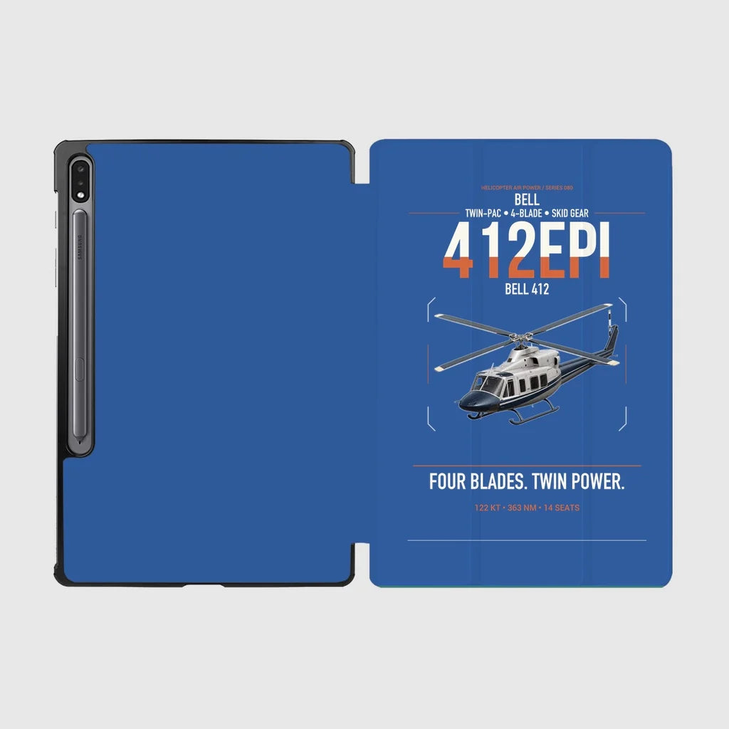 Bell 412EPI design on blue samsung tablet tablet case