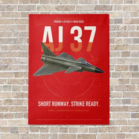 Thumbnail for Saab AJ 37 Viggen vertical canvas print - no frame - red background