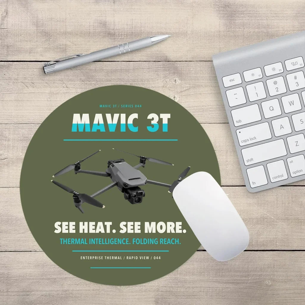 DJI Mavic 3 Thermal design on green army round mouse pad