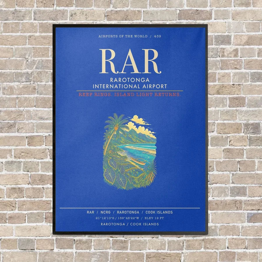 Rarotonga International Airport RAR - Canvas Framed - Blue