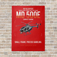 Thumbnail for MD Helicopters MD 500E vertical canvas print - no frame - red background