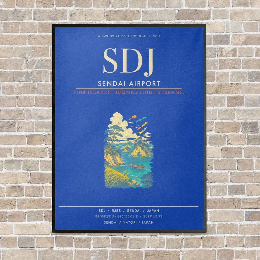 Sendai Airport SDJ - Canvas Framed - Blue