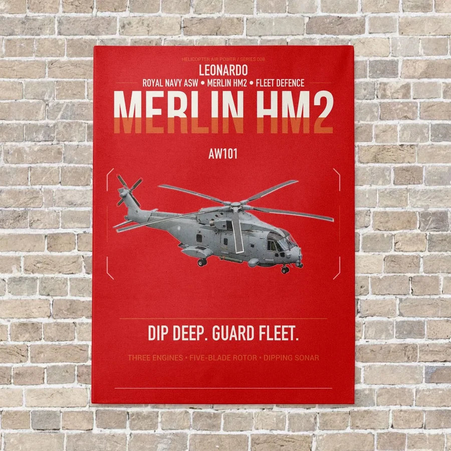 Leonardo AW101 Merlin HM2 vertical canvas print - no frame - red background