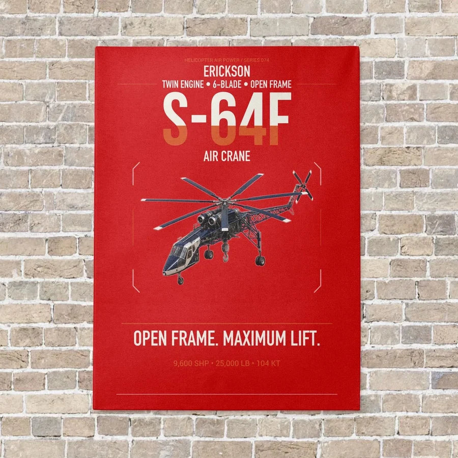 Erickson S-64F Air Crane vertical canvas print - no frame - red background