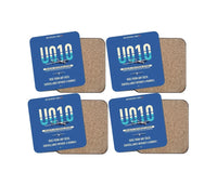 Thumbnail for Airbus U010 Aliaca VTOL design on blue 4 pieces set coaster