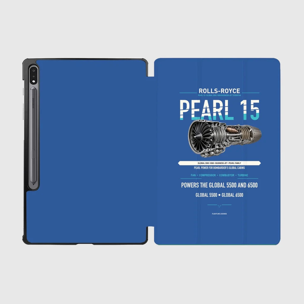 PEARL 15 design on blue samsung tablet tablet case