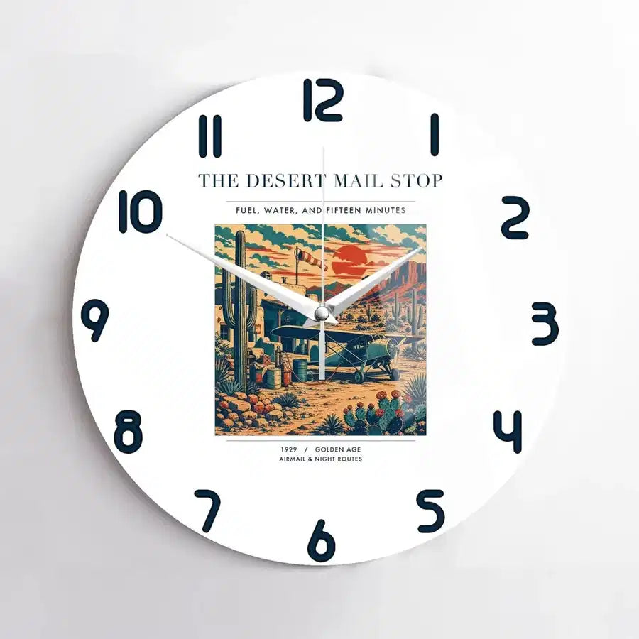 VINTAGE G4151 - The Desert Mail Stop - Designed Wall Clocks design on white no-frame