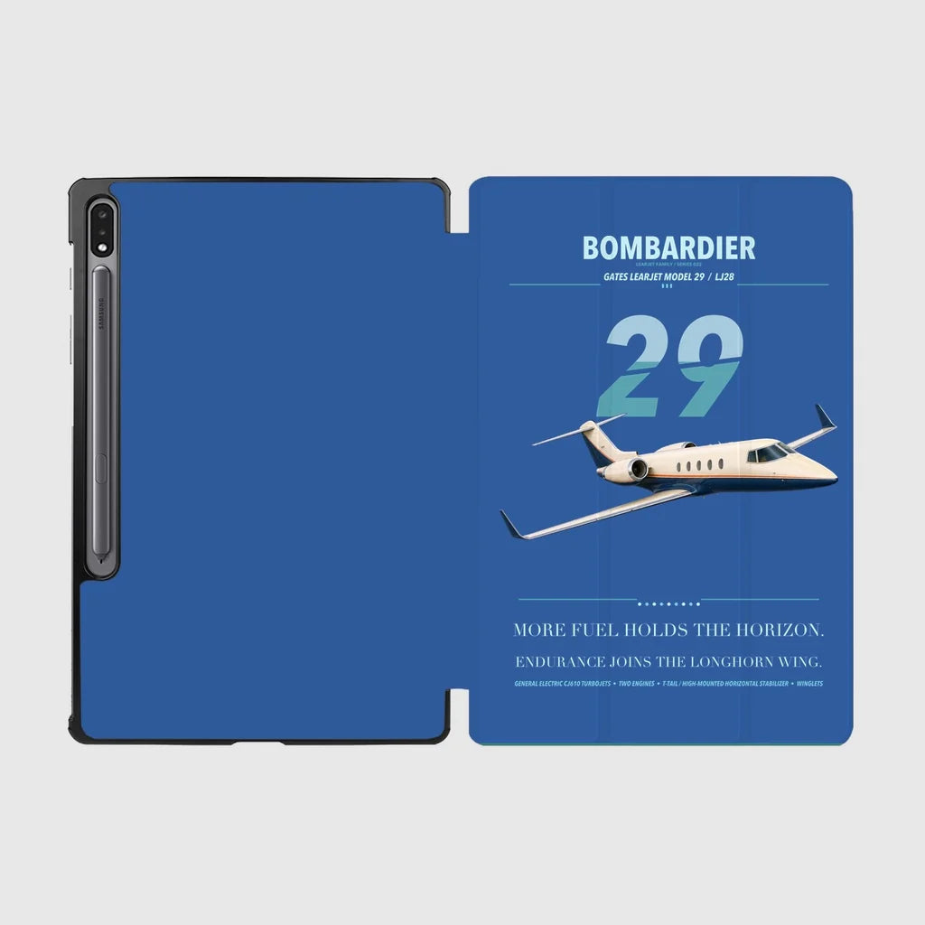 Bombardier Learjet 29 design on blue samsung tablet tablet case