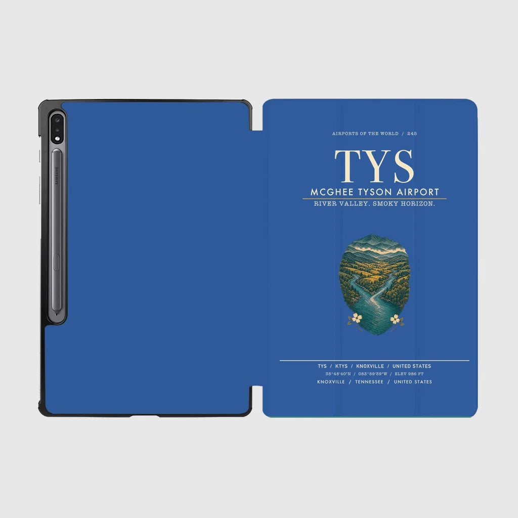 McGhee Tyson Airport Knoxville (TYS) design on blue samsung tablet tablet case