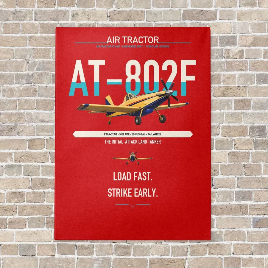 Air Tractor AT-802F vertical canvas print - no frame - red background
