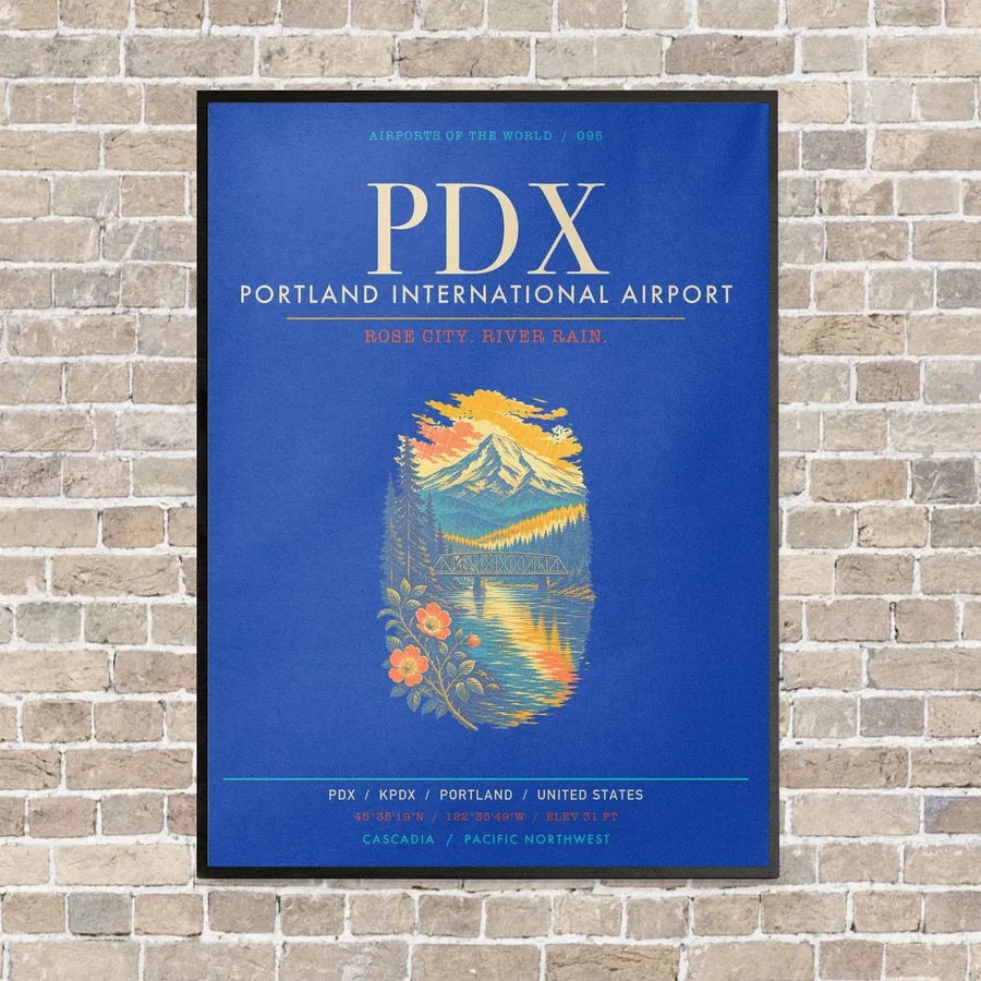 Portland International Airport PDX - Canvas Framed - Blue
