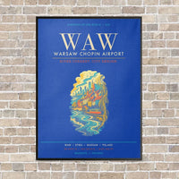 Thumbnail for Warsaw Chopin Airport WAW - Canvas Framed - Blue