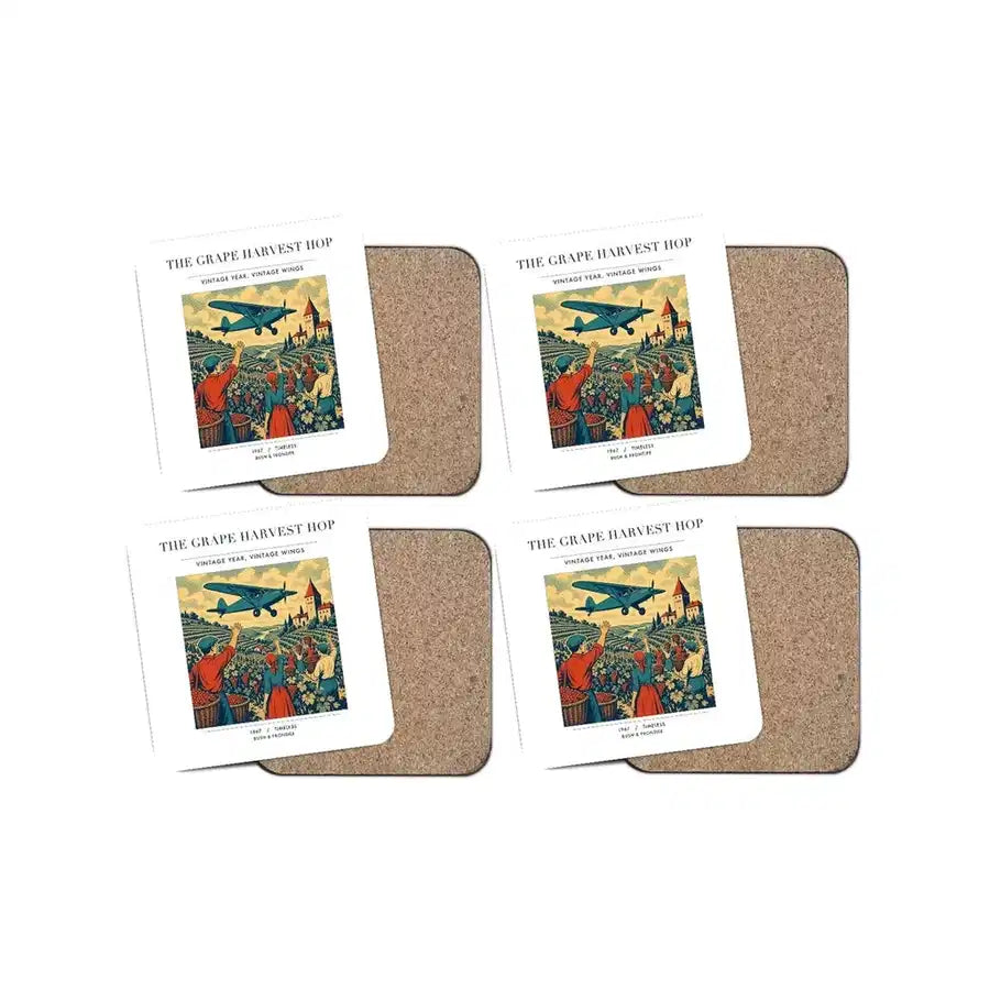 The Grape Harvest Hop - Designed Coasters design on white 4-pieces-set