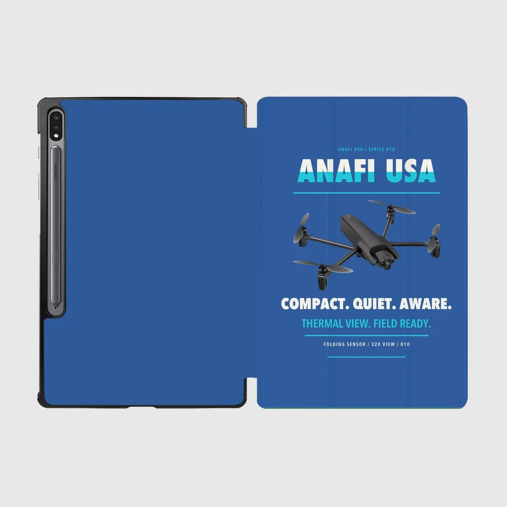 Parrot ANAFI USA design on blue samsung tablet tablet case
