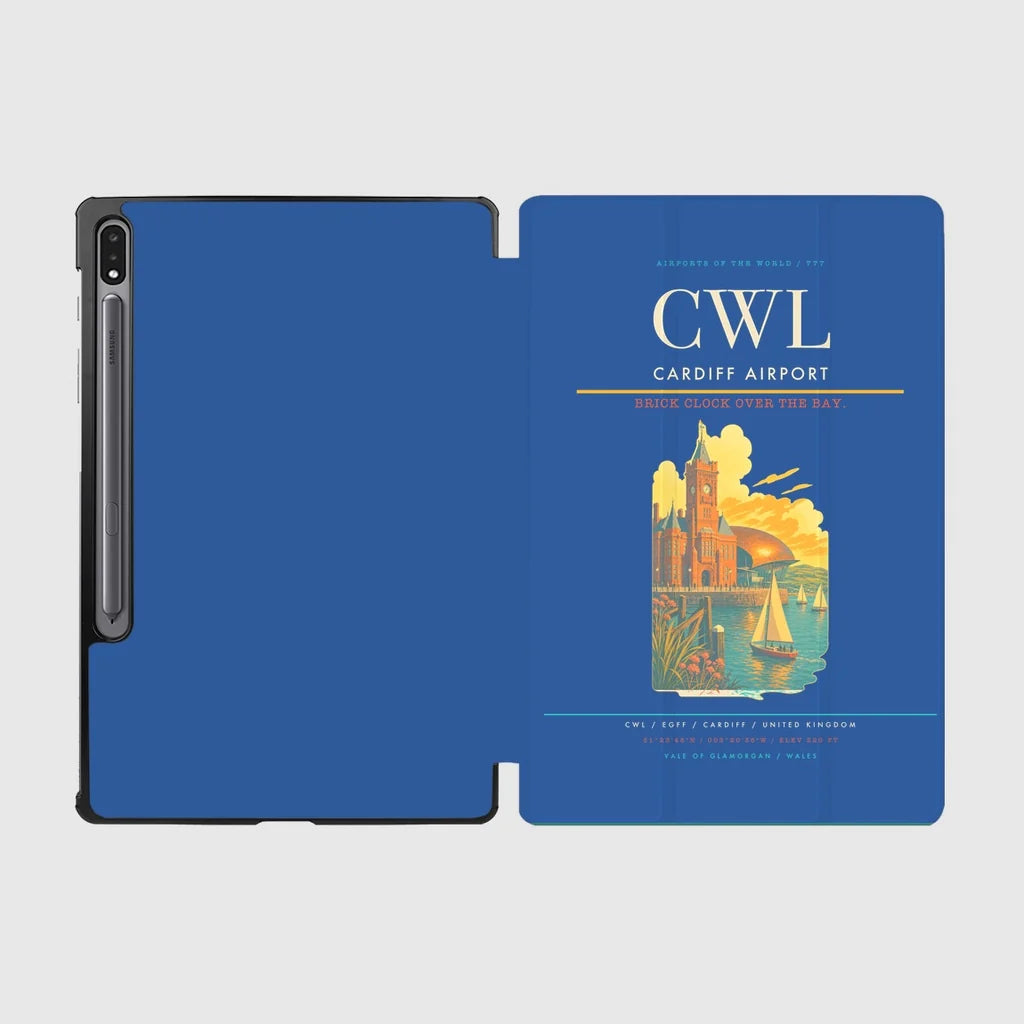 Cardiff Airport (CWL) design on blue samsung tablet tablet case