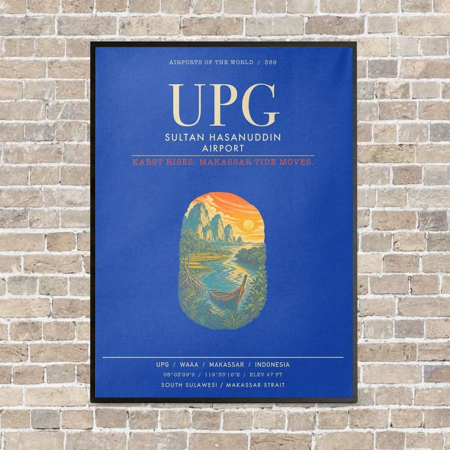 Sultan Hasanuddin Airport UPG - Canvas Framed - Blue