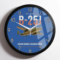 Thumbnail for B-25J Mitchell design on blue framed wall clock