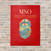 Thumbnail for Missoula Montana Airport MSO vertical canvas print - no frame - red background