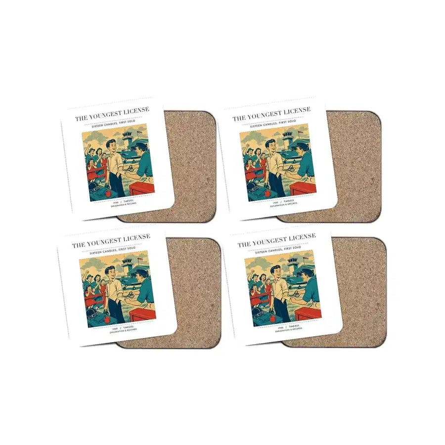 The Youngest License - Designed Coasters design on white 4-pieces-set