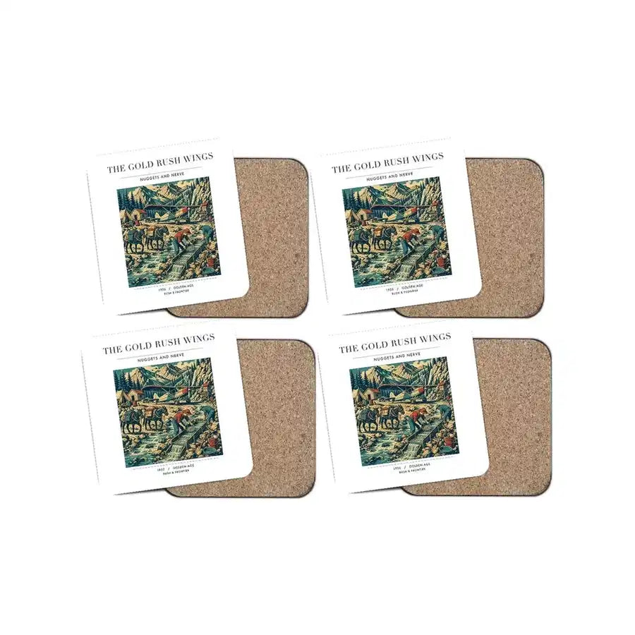 The Gold Rush Wings - Designed Coasters design on white 4-pieces-set