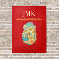 Thumbnail for Mykonos Island Airport JMK vertical canvas print - no frame - red background