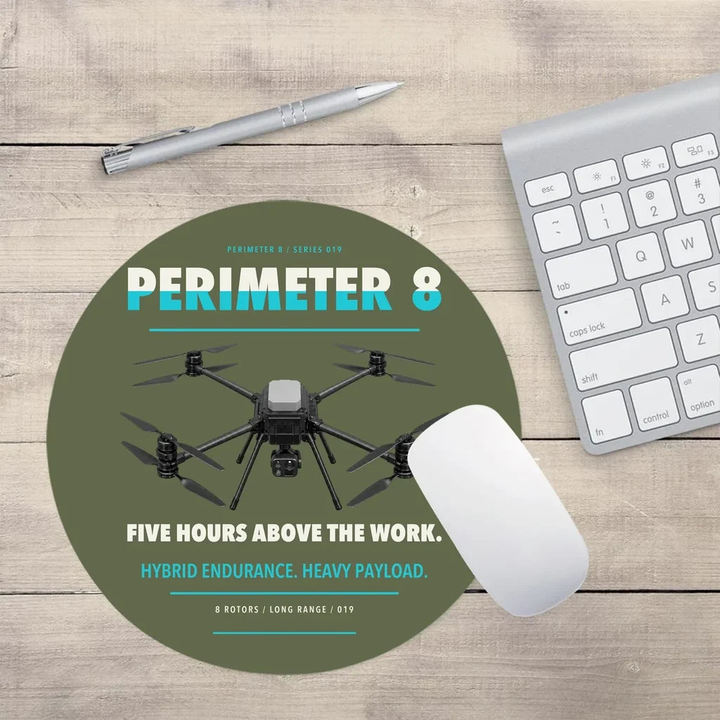 Skyfront Perimeter 8 design on green army round mouse pad