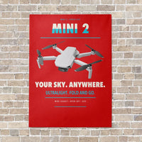 Thumbnail for DJI Mini 2 vertical canvas print - no frame - red background