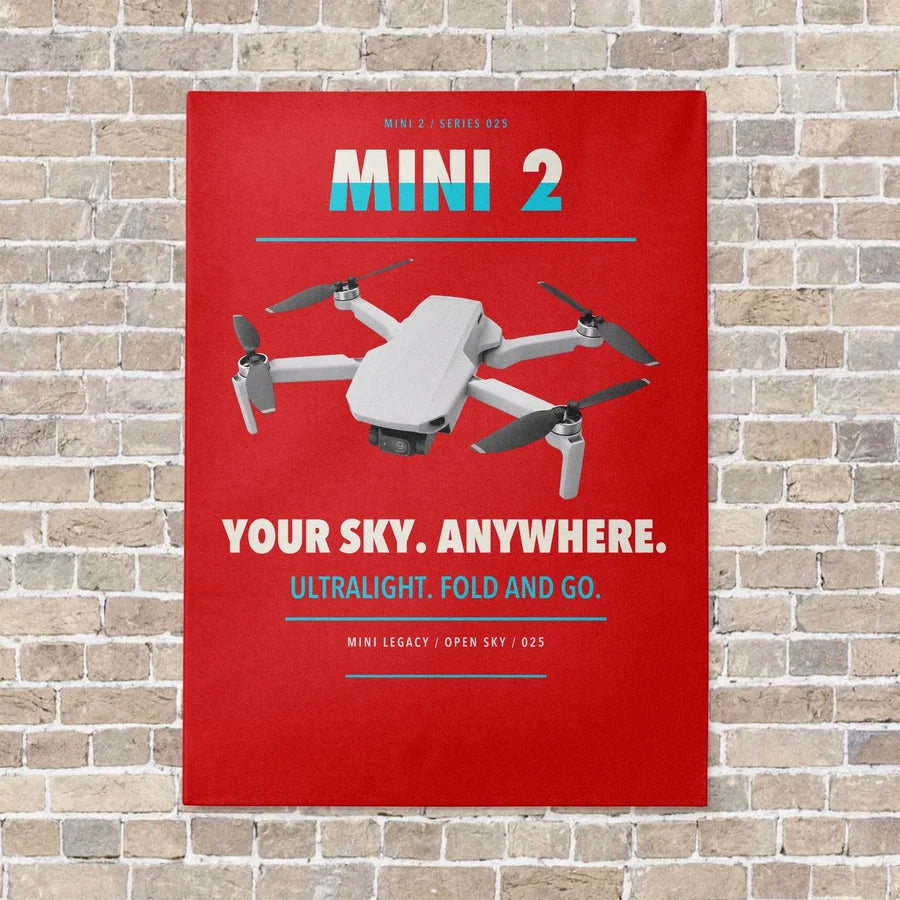 DJI Mini 2 vertical canvas print - no frame - red background