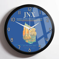 Thumbnail for Naxos Island National Airport (JNX) design on blue framed wall clock