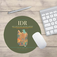 Thumbnail for Devi Ahilya Bai Holkar Airport (IDR) design on green army round mouse pad
