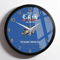Thumbnail for Sikorsky S-61N design on blue framed wall clock