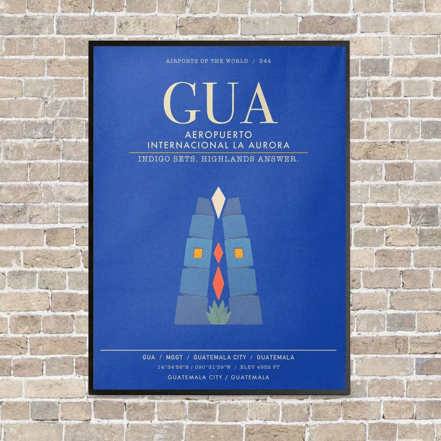 Aeropuerto Internacional La Aurora GUA - Canvas Framed - Blue