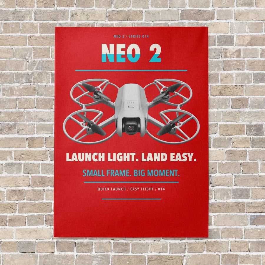 DJI Neo 2 vertical canvas print - no frame - red background