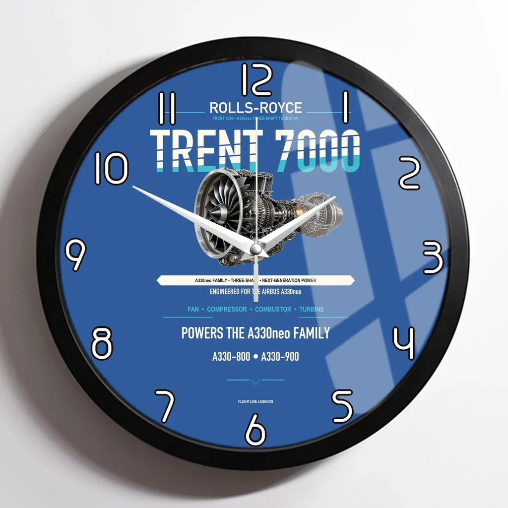 TRENT 7000 design on blue framed wall clock