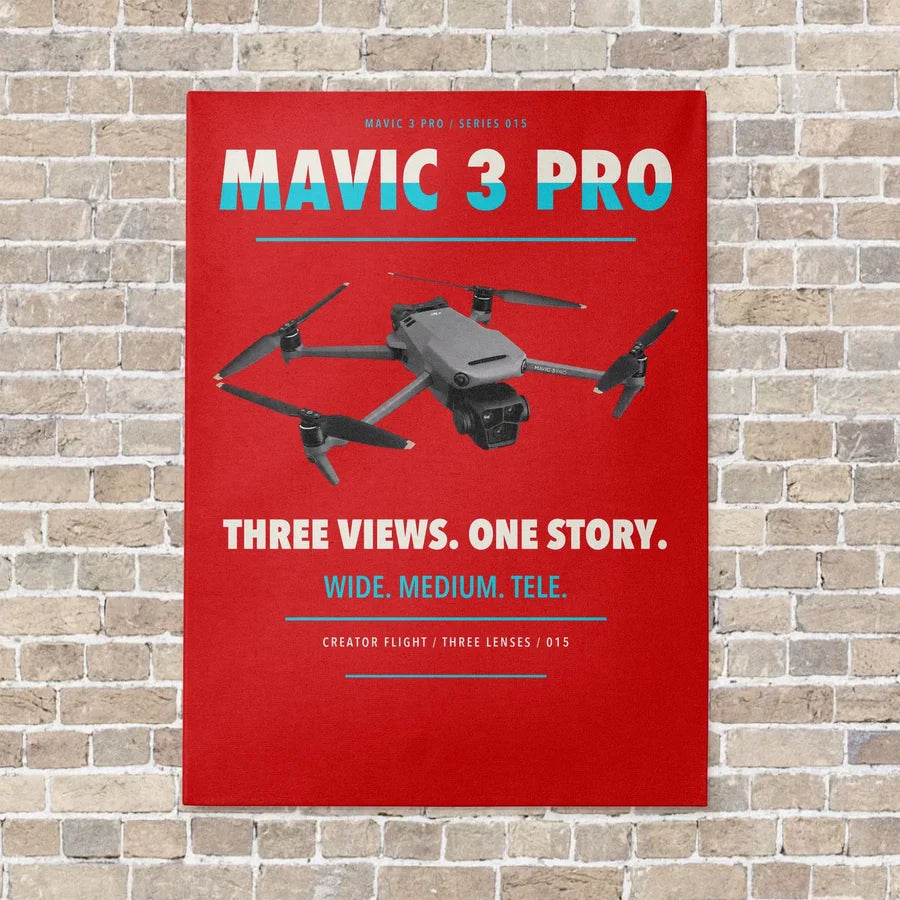 DJI Mavic 3 Pro vertical canvas print - no frame - red background