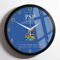 Thumbnail for Palm Springs International Airport (PSP) design on blue framed wall clock