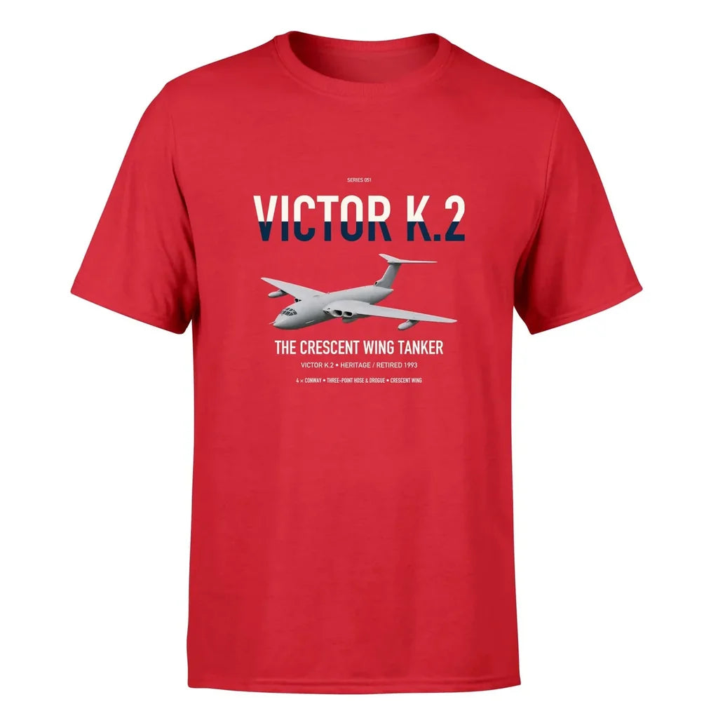 Handley Page Victor K.2 design on red double-side t-shirt, single-side print