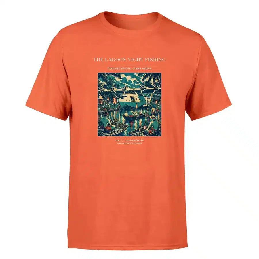 VINTAGE G4407 - The Lagoon Night Fishing - Premium T-Shirt design on orange premium t shirt