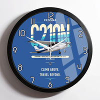 Thumbnail for Cessna T210N Centurion design on blue framed wall clock