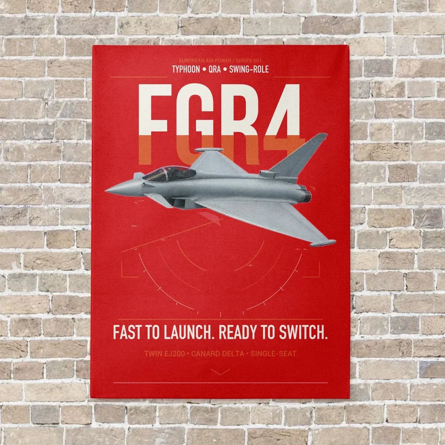 Eurofighter Typhoon FGR4 vertical canvas print - no frame - red background