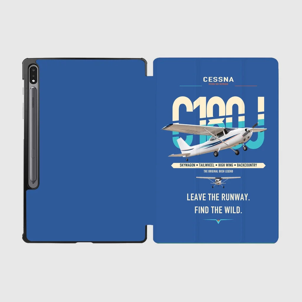 Cessna 180J Skywagon design on blue samsung tablet tablet case