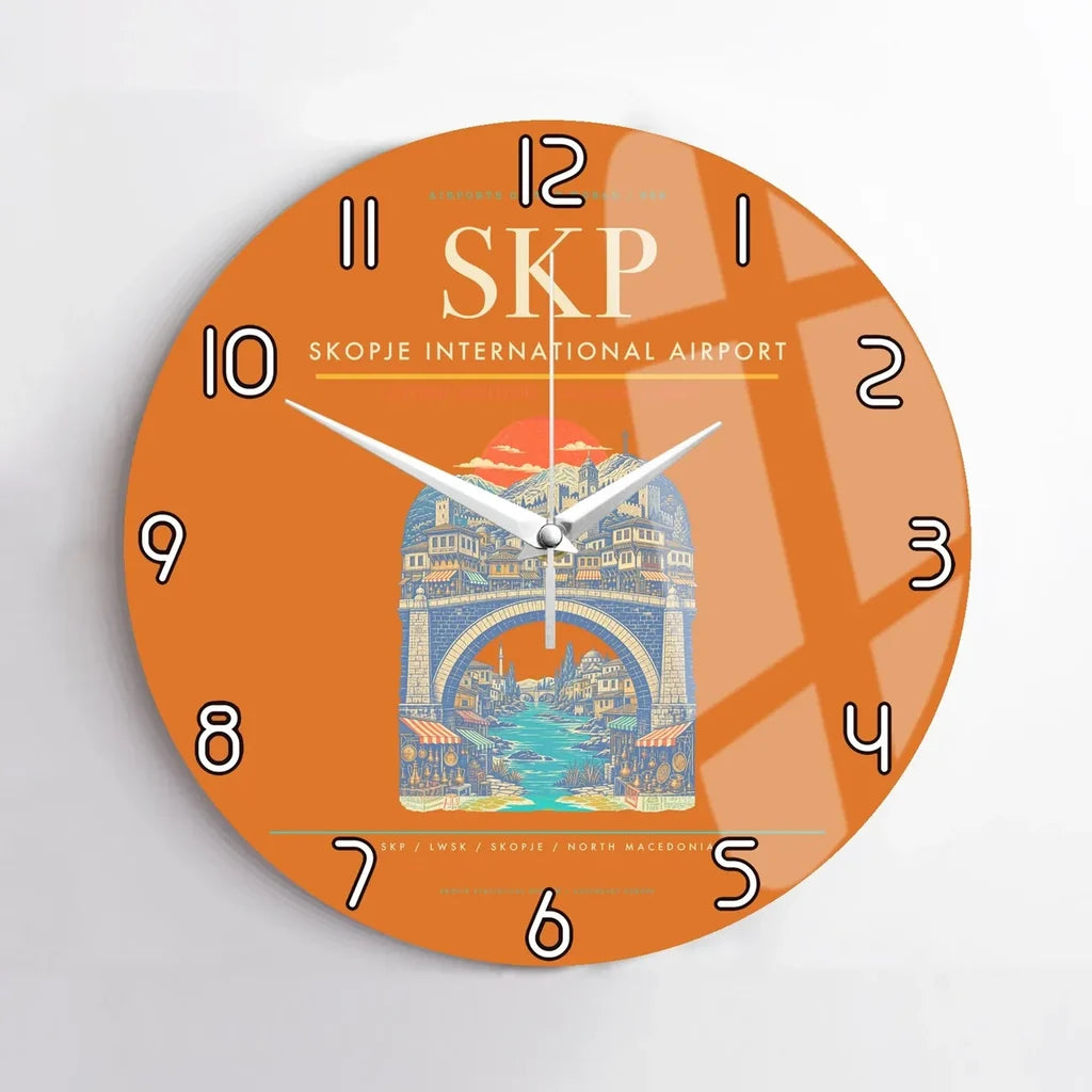 Skopje International Airport SKP Wall-Clock No-Frame - Orange