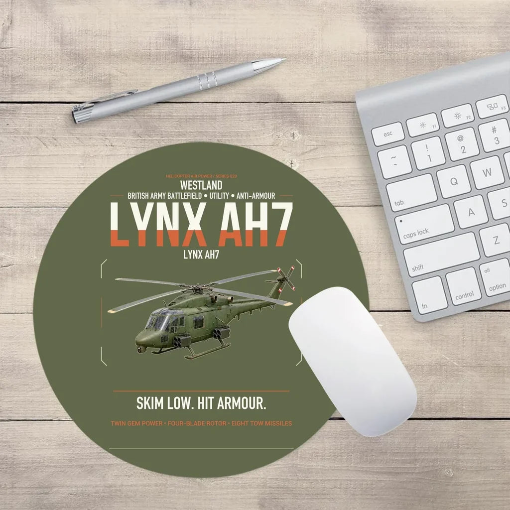Westland Lynx AH7 design on green army round mouse pad