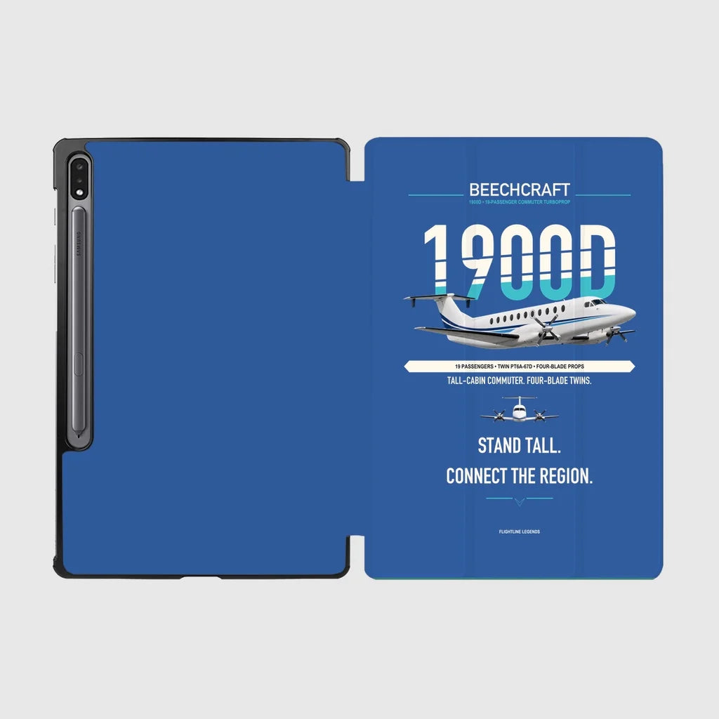 Beechcraft 1900D design on blue samsung tablet tablet case