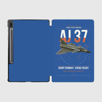 Thumbnail for Saab AJ 37 Viggen design on blue samsung tablet tablet case