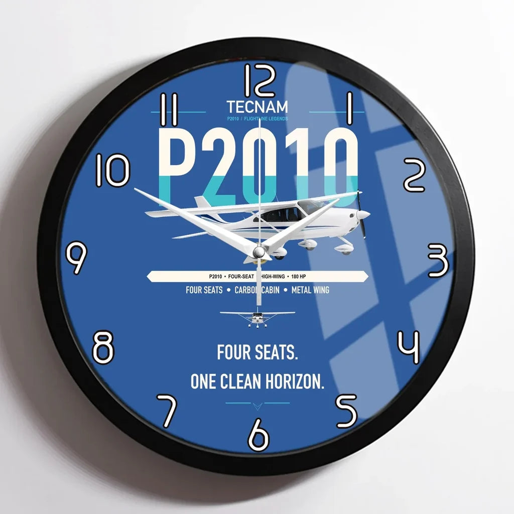 Tecnam P2010 design on blue framed wall clock